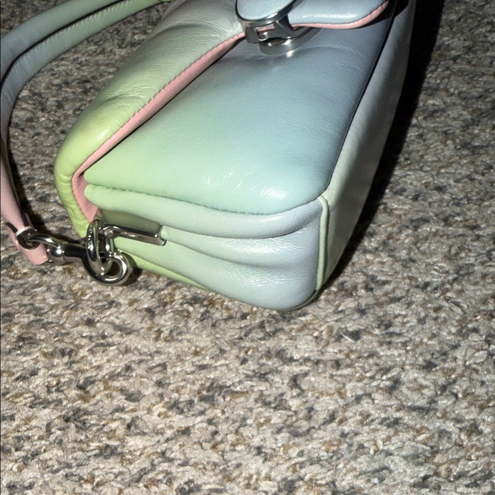 Coach Pastel Gradient Leather Shoulder Bag in Mint, Pink and Pale Blue - Picture 10 of 14
